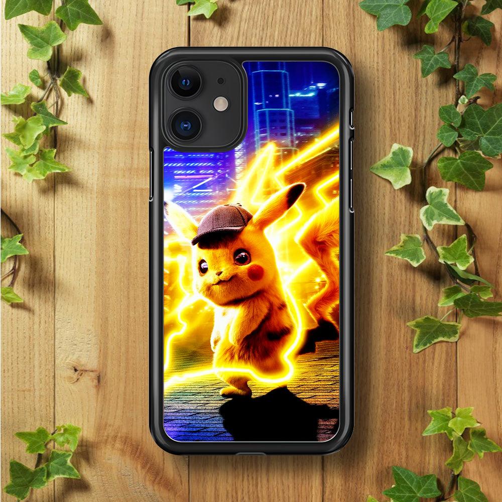 Cute Detective Pikachu iPhone 11 Case-Rubber / Black (2D Case)-Xtracase