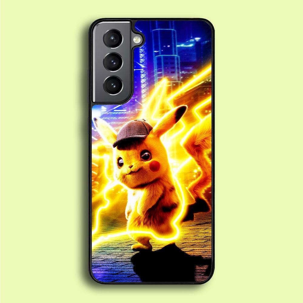 Cute Detective Pikachu Samsung Galaxy S21 Plus Case-Rubber / Black (2D Case)-Xtracase