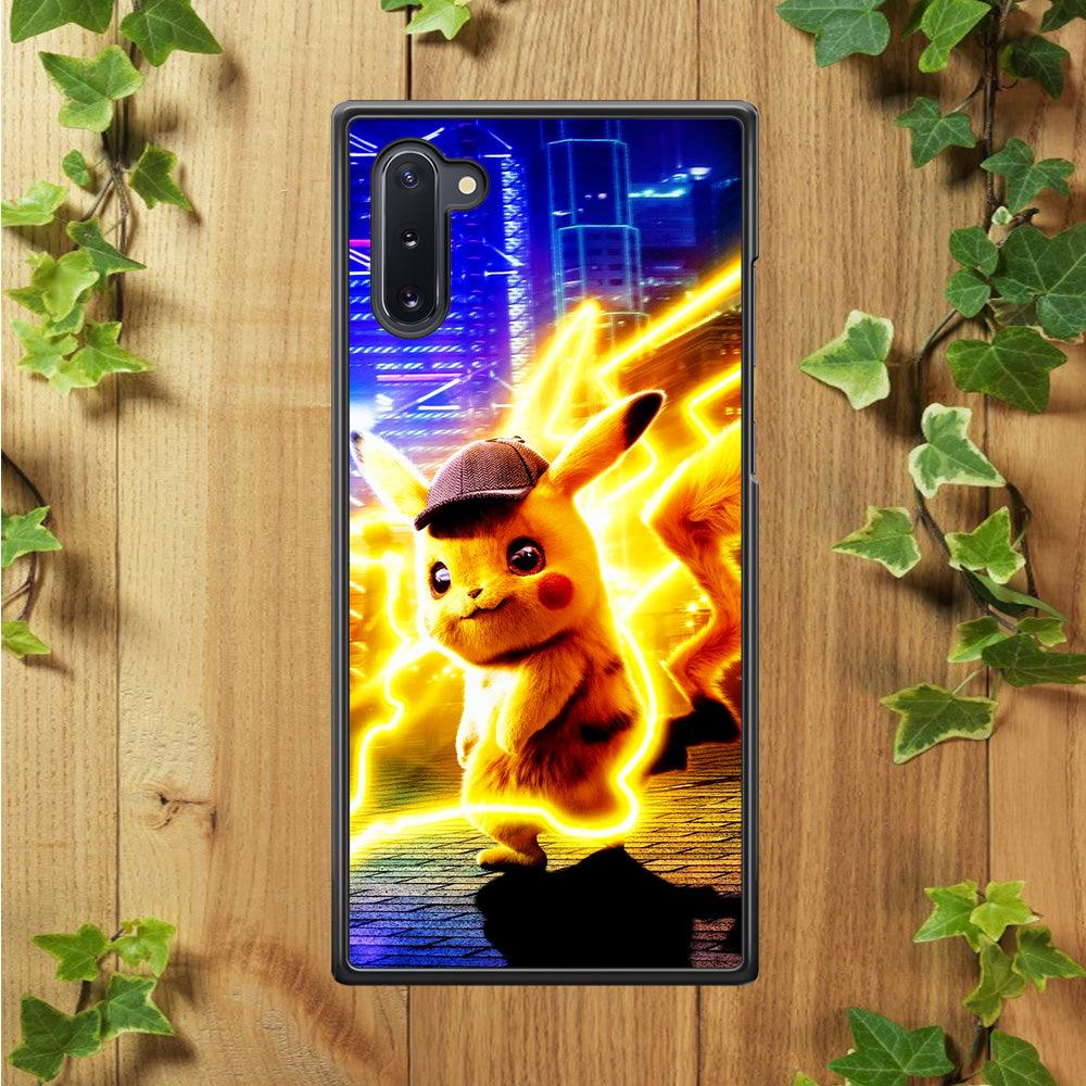 Cute Detective Pikachu Samsung Galaxy Note 10 Case-Rubber / Black (2D Case)-Xtracase