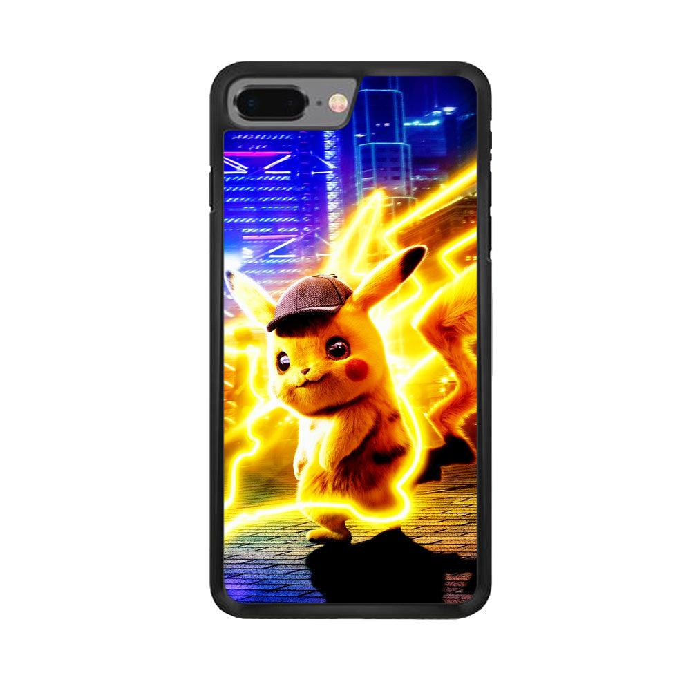 Cute Detective Pikachu iPhone 7 Plus Case-Rubber / Black (2D Case)-Xtracase