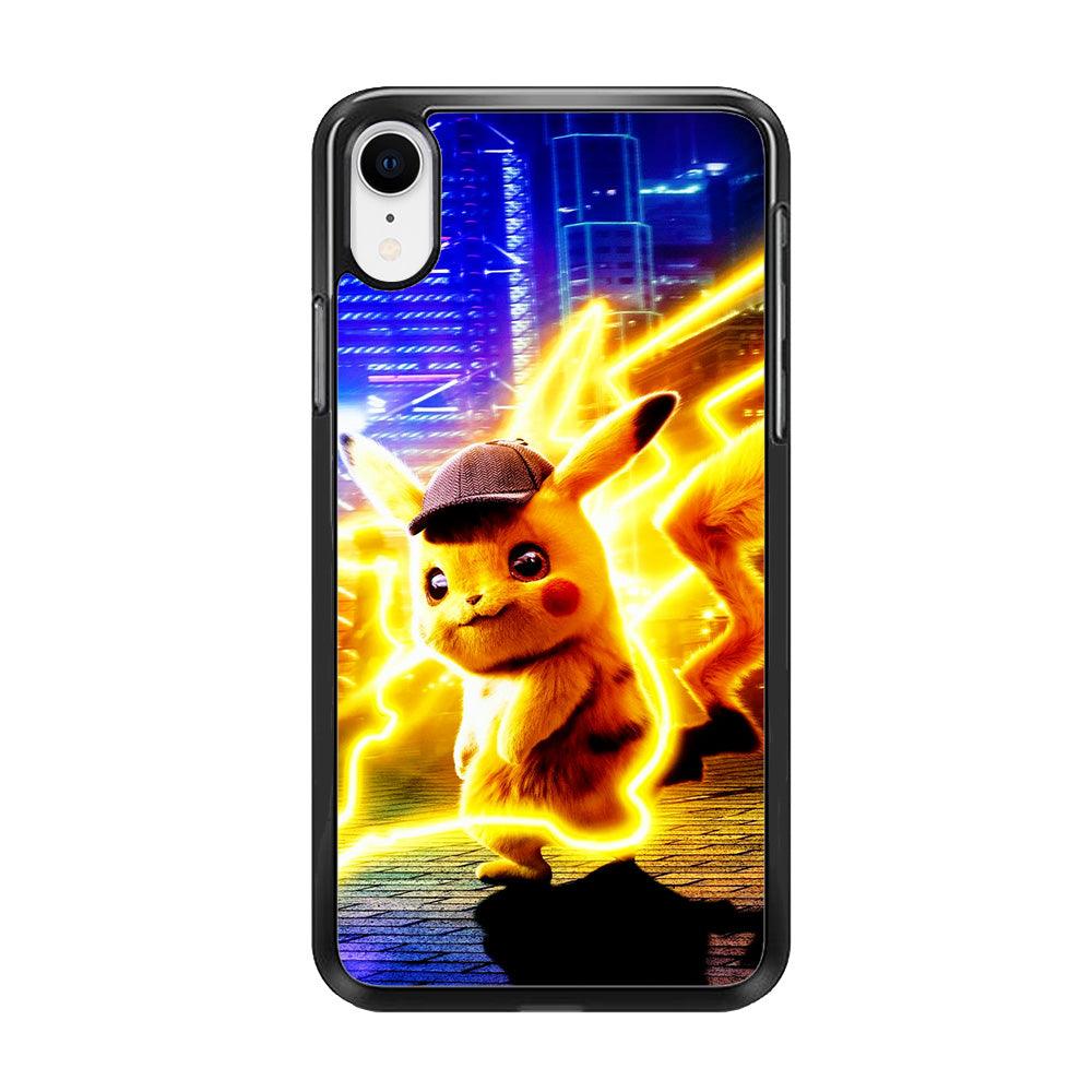Cute Detective Pikachu iPhone XR Case-Rubber / Black (2D Case)-Xtracase