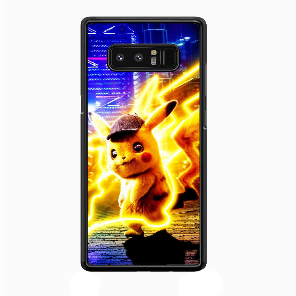 Cute Detective Pikachu Samsung Galaxy Note 8 Case-Rubber / Black (2D Case)-Xtracase