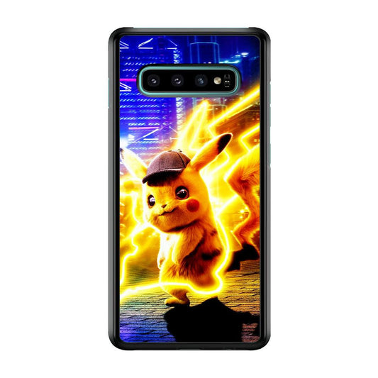 Cute Detective Pikachu Samsung Galaxy S10 Case-Rubber / Black (2D Case)-Xtracase