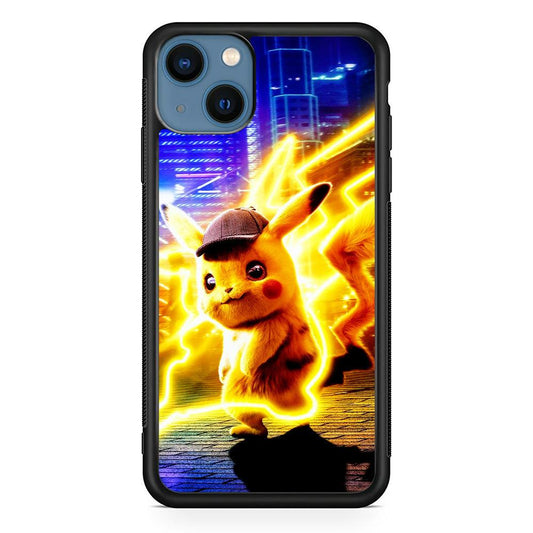 Cute Detective Pikachu iPhone 13 Pro Case-Rubber / Black (2D Case)-Xtracase