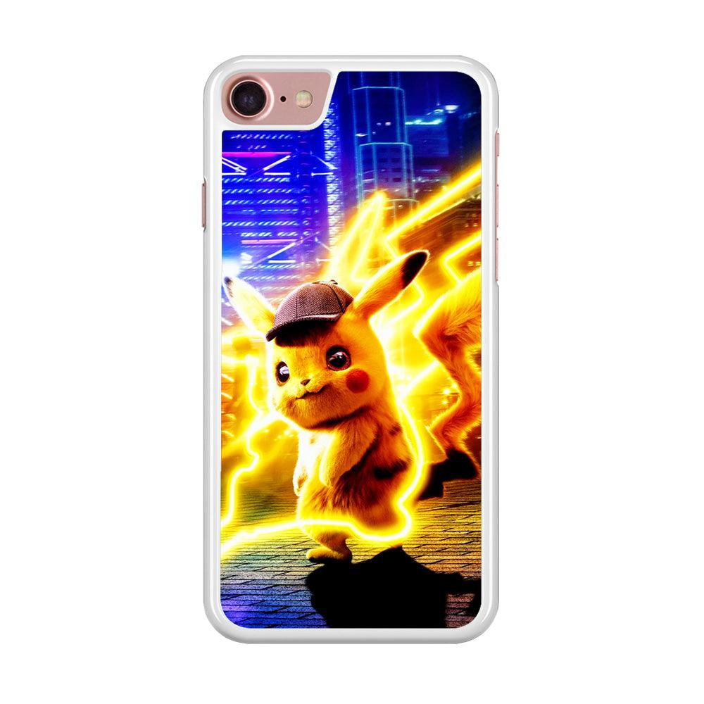Cute Detective Pikachu iPhone 8 Case-Rubber / White (2D Case)-Xtracase