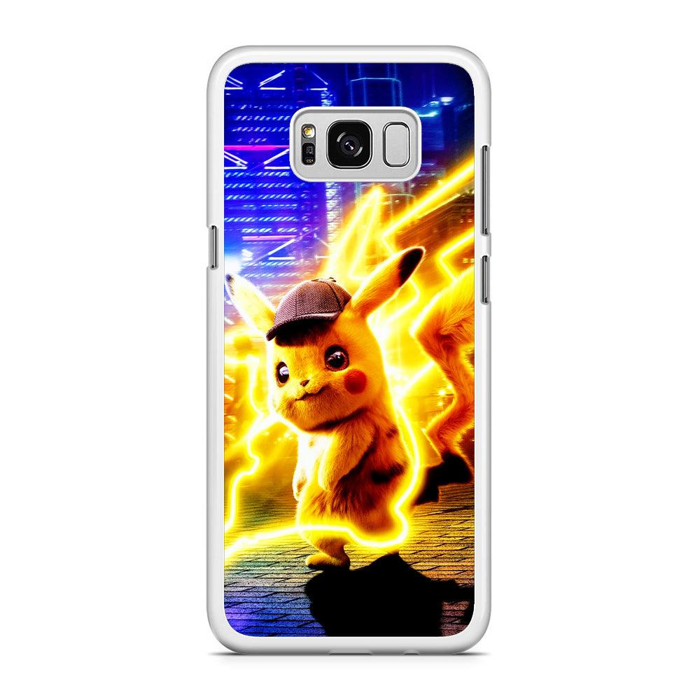 Cute Detective Pikachu Samsung Galaxy S8 Plus Case-Rubber / White (2D Case)-Xtracase