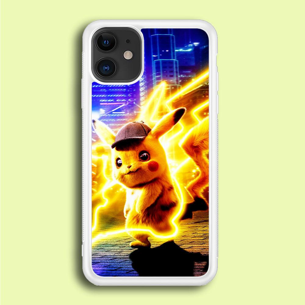 Cute Detective Pikachu iPhone 12 Case-Rubber / White (2D Case)-Xtracase
