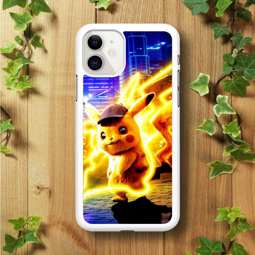 Cute Detective Pikachu iPhone 11 Case-Rubber / White (2D Case)-Xtracase