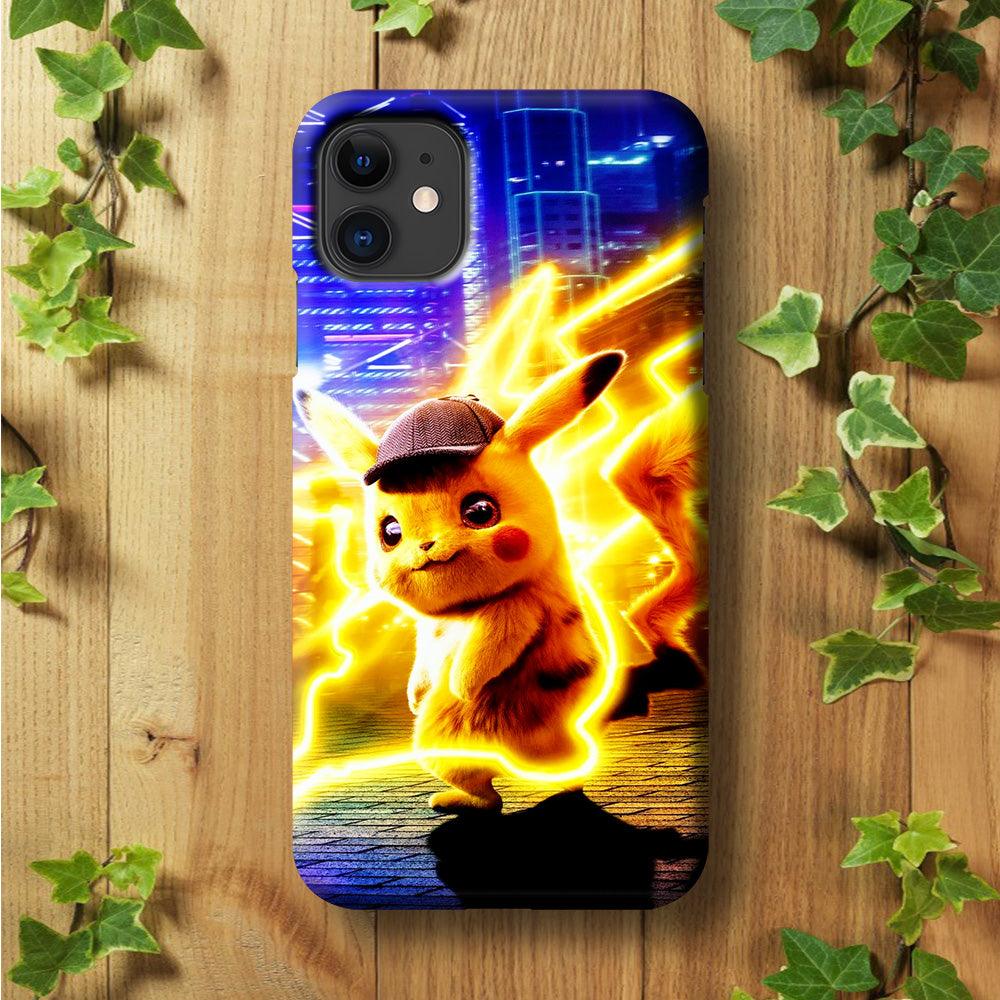 Cute Detective Pikachu iPhone 11 Case-Plastic / Full Wrap (3D Case)-Xtracase