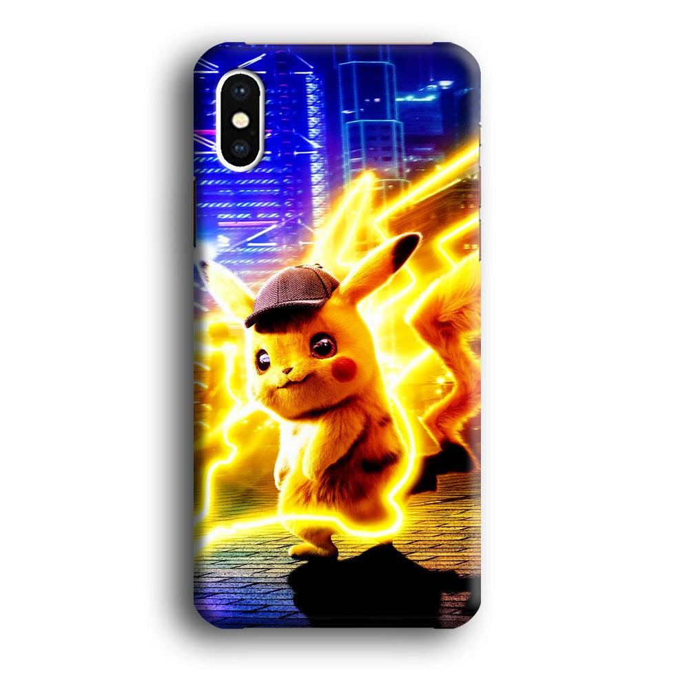 Cute Detective Pikachu iPhone Xs Case-Plastic / Full Wrap (3D Case)-Xtracase