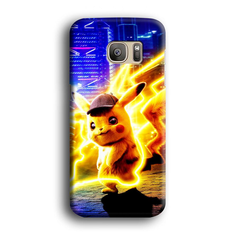 Cute Detective Pikachu Samsung Galaxy S7 Edge Case-Plastic / Full Wrap (3D Case)-Xtracase