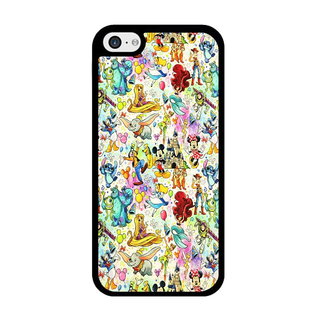 Cute Disney Characters Collage iPhone 5 | 5s Case-Rubber / Black (2D Case)-Xtracase