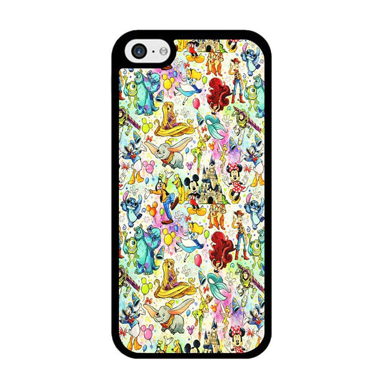 Cute Disney Characters Collage iPhone 5 | 5s Case-Rubber / Black (2D Case)-Xtracase