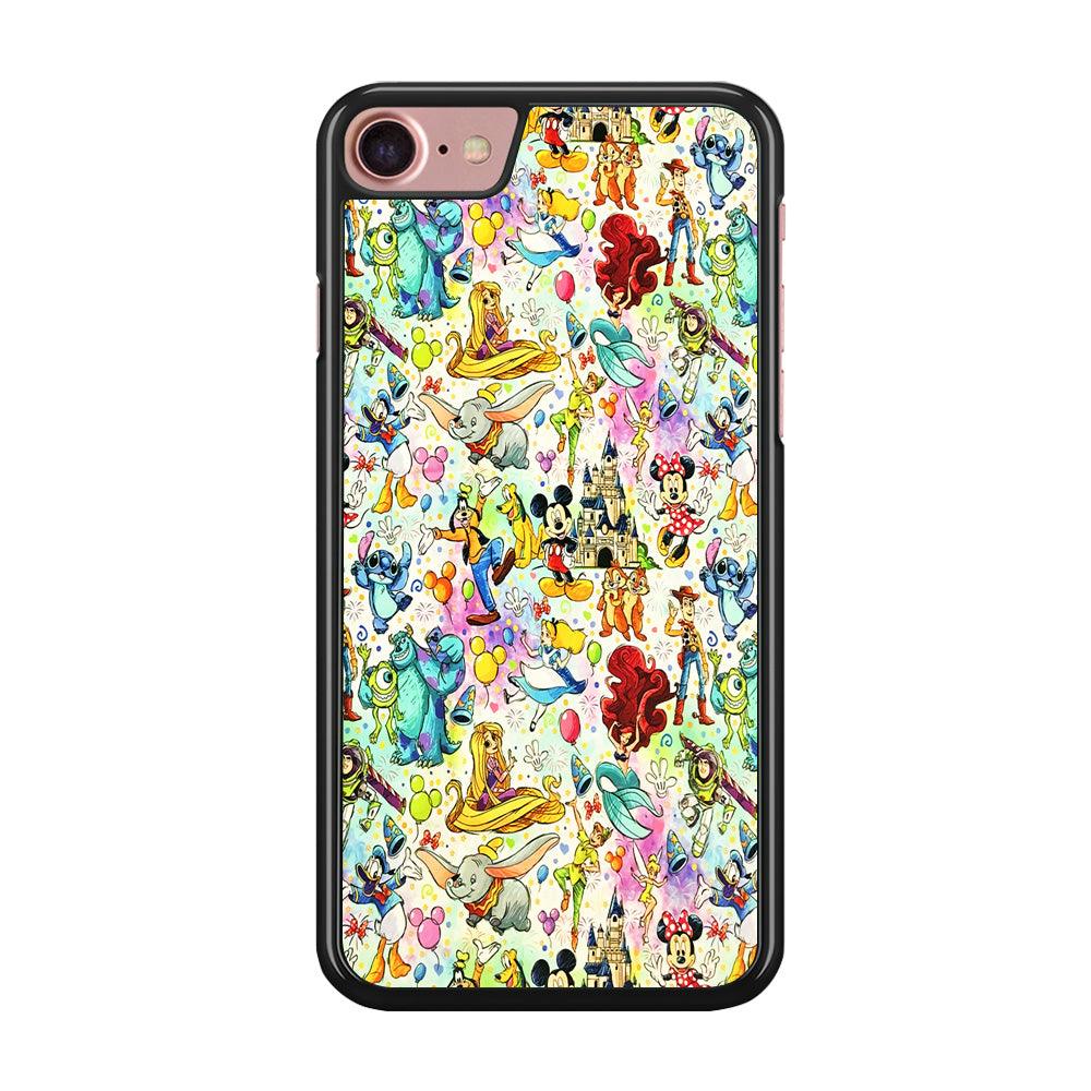 Cute Disney Characters Collage iPhone 7 Case-Rubber / Black (2D Case)-Xtracase