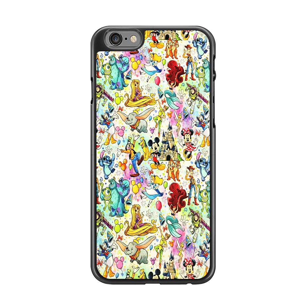 Cute Disney Characters Collage iPhone 6 | 6s Case-Rubber / Black (2D Case)-Xtracase