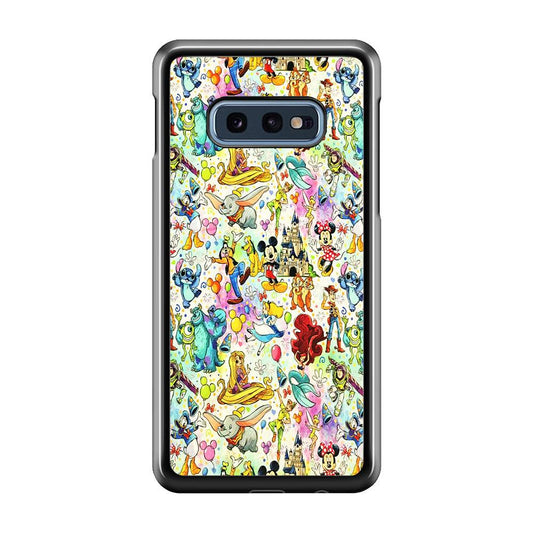 Cute Disney Characters Collage Samsung Galaxy S10E Case-Rubber / White (2D Case)-Xtracase