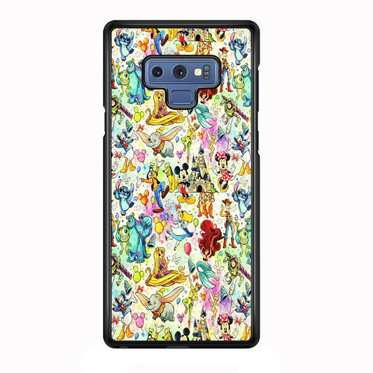 Cute Disney Characters Collage Samsung Galaxy Note 9 Case-Rubber / White (2D Case)-Xtracase