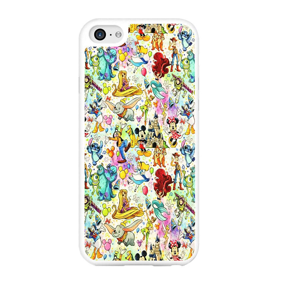Cute Disney Characters Collage iPhone 6 | 6s Case-Rubber / White (2D Case)-Xtracase