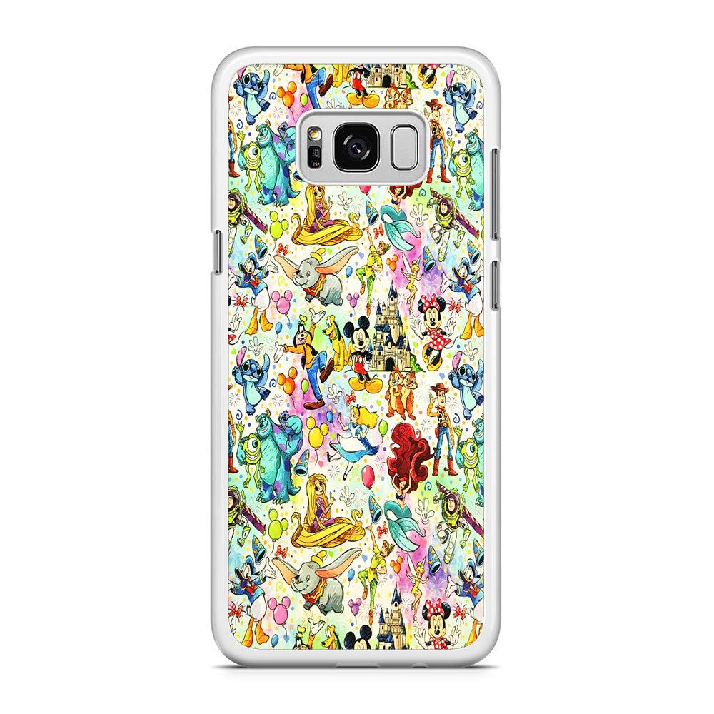 Cute Disney Characters Collage Samsung Galaxy S8 Case-Rubber / White (2D Case)-Xtracase