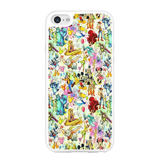 Cute Disney Characters Collage iPhone 6 Plus | 6s Plus Case-Rubber / White (2D Case)-Xtracase