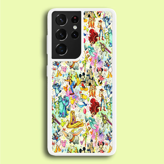 Cute Disney Characters Collage Samsung Galaxy S21 Ultra Case