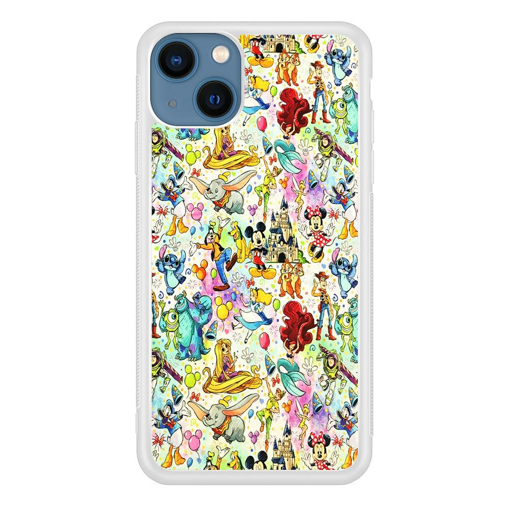 Cute Disney Characters Collage iPhone 13 Pro Case-Rubber / White (2D Case)-Xtracase
