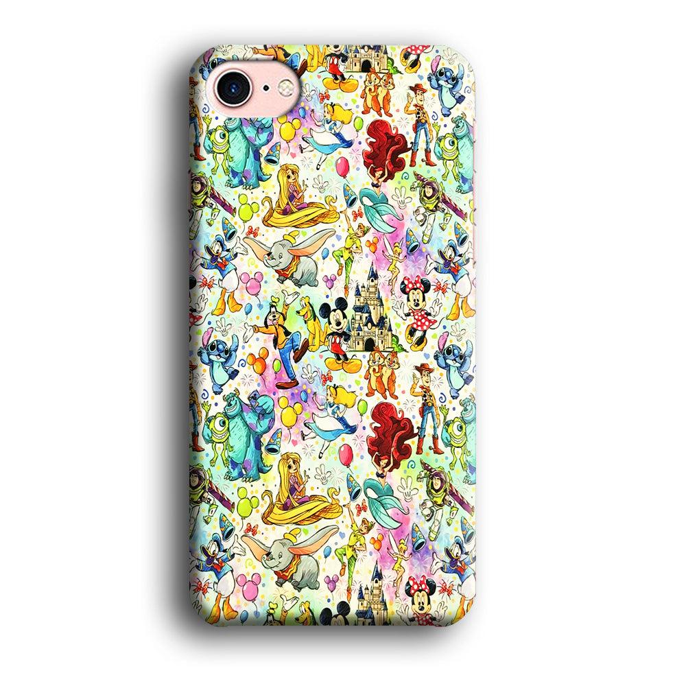 Cute Disney Characters Collage iPhone 7 Case-Plastic / Full Wrap (3D Case)-Xtracase