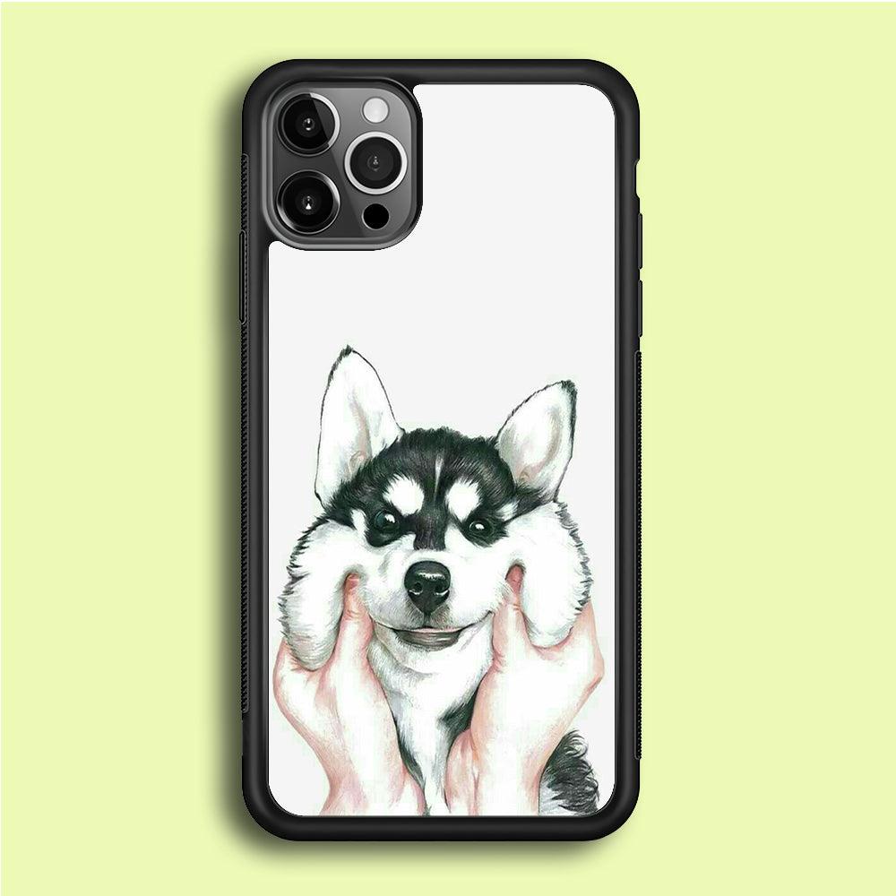 Cute Face Dog 001 iPhone 12 Pro Case-Rubber / Black (2D Case)-Xtracase