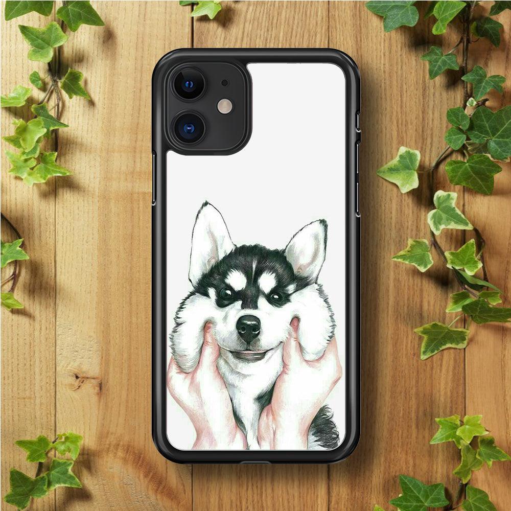 Cute Face Dog 001 iPhone 11 Case-Rubber / Black (2D Case)-Xtracase