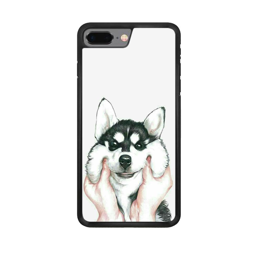 Cute Face Dog 001 iPhone 7 Plus Case-Rubber / Black (2D Case)-Xtracase