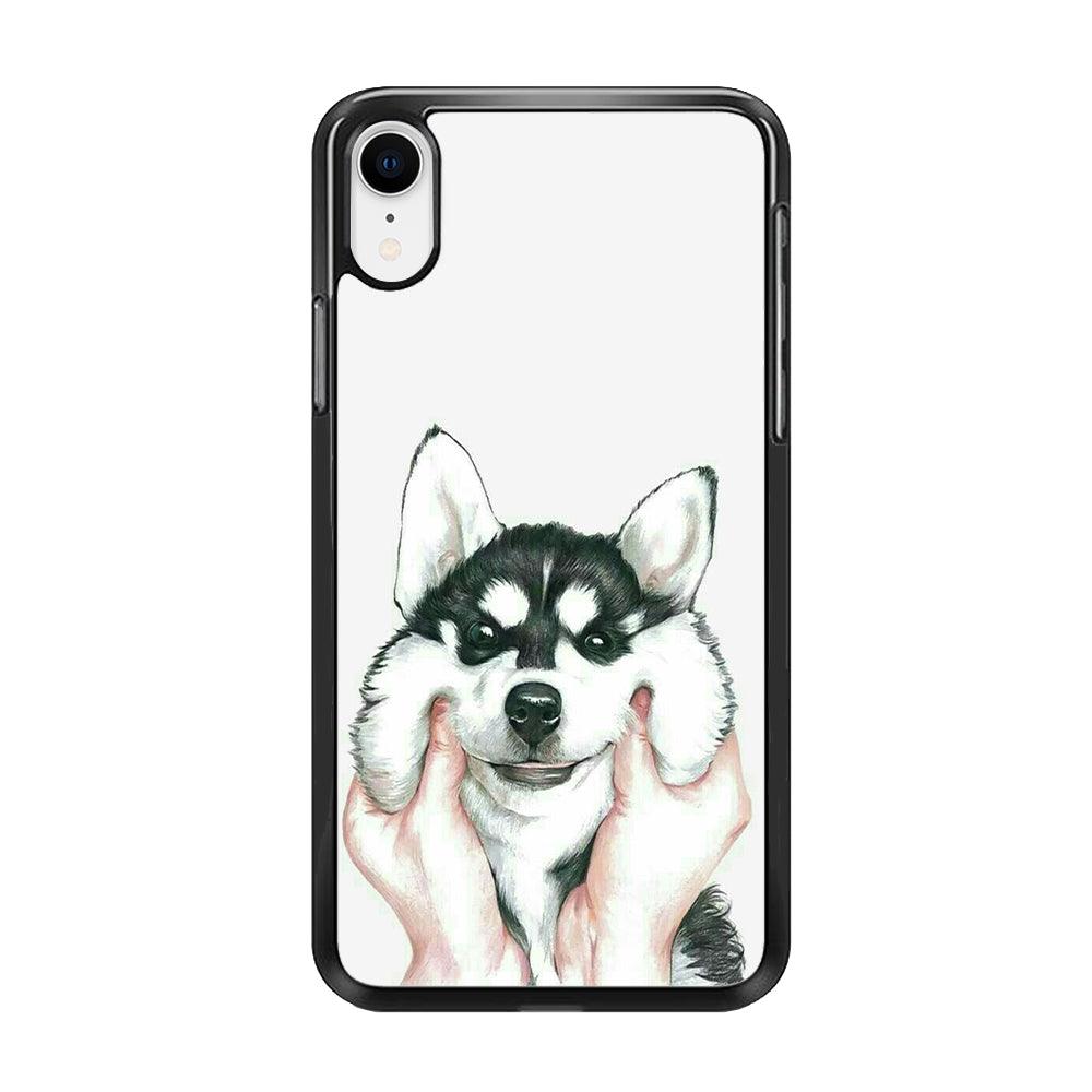 Cute Face Dog 001 iPhone XR Case-Rubber / Black (2D Case)-Xtracase