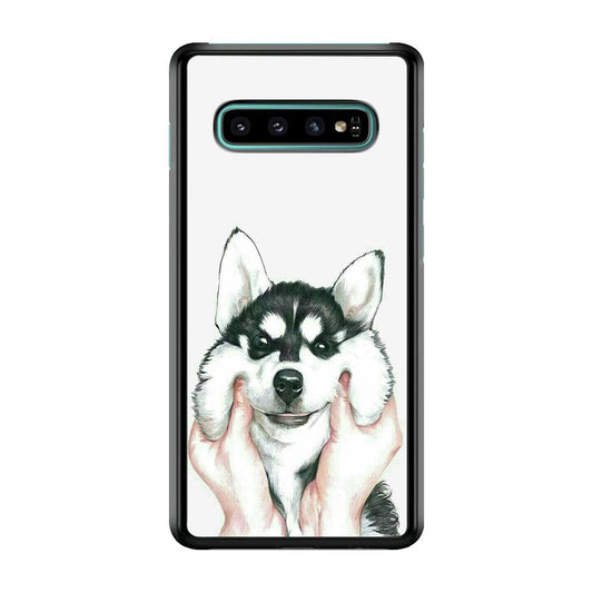 Cute Face Dog 001 Samsung Galaxy S10 Case-Plastic / Full Wrap (3D Case)-Xtracase