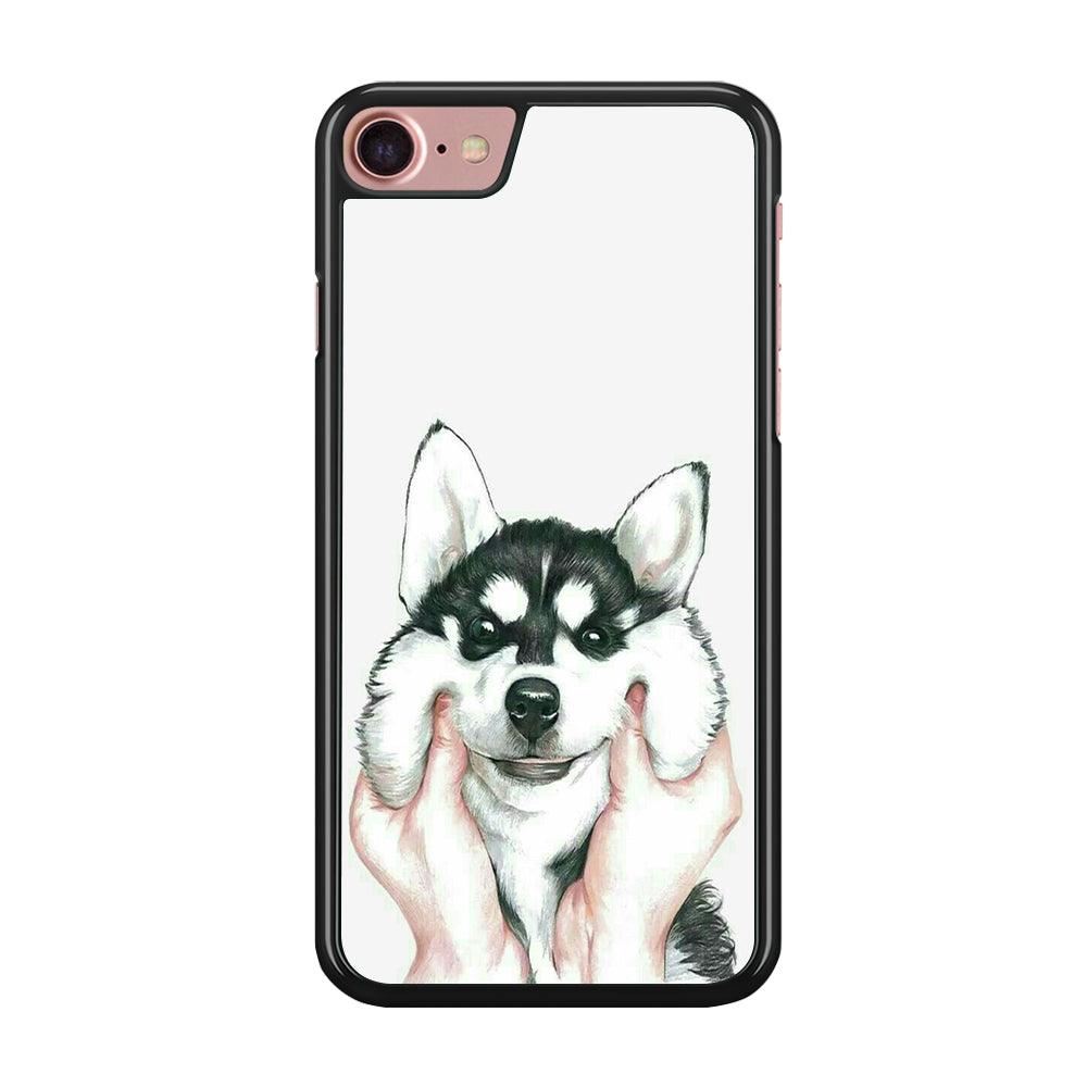 Cute Face Dog 001 iPhone 7 Case-Rubber / Black (2D Case)-Xtracase