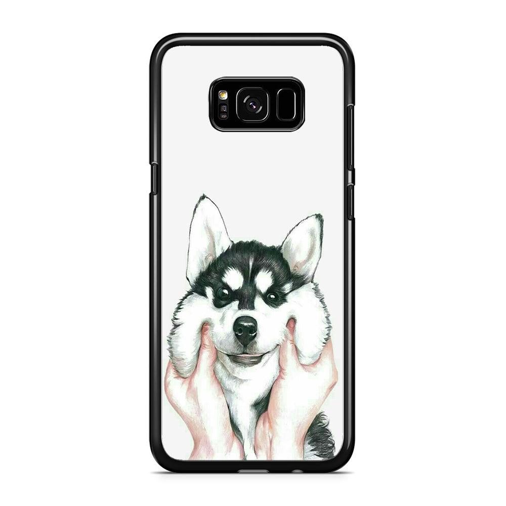 Cute Face Dog 001 Samsung Galaxy S8 Case-Rubber / Black (2D Case)-Xtracase