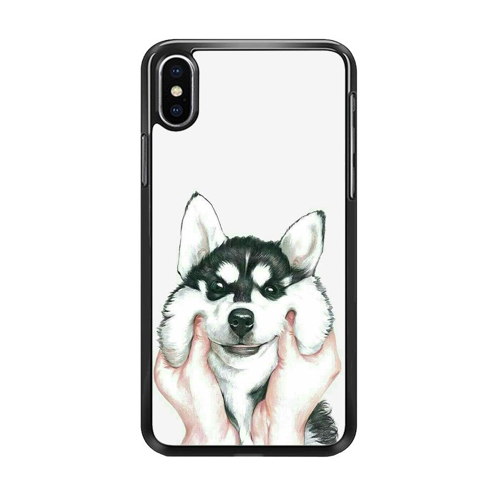 Cute Face Dog 001 iPhone Xs Max Case-Rubber / Black (2D Case)-Xtracase
