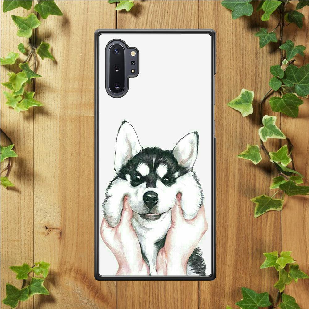Cute Face Dog 001 Samsung Galaxy Note 10 Plus Case-Rubber / White (2D Case)-Xtracase