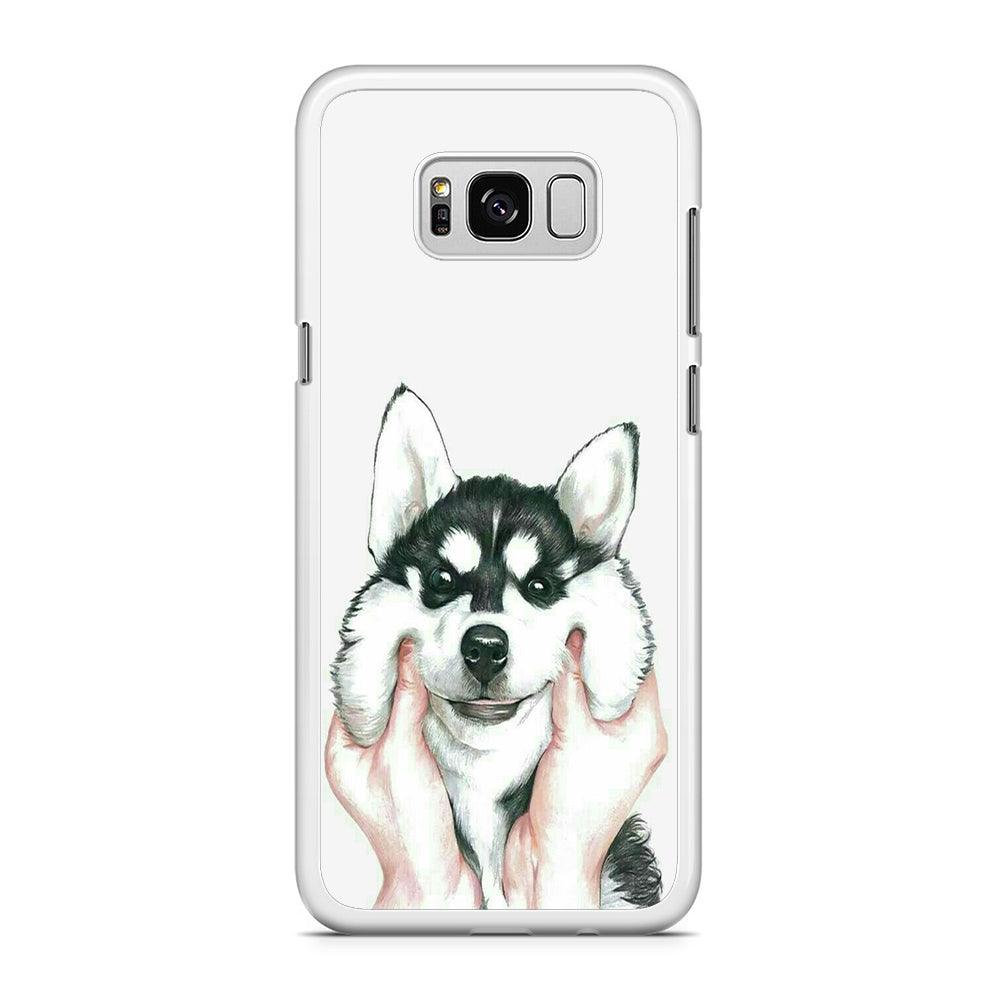 Cute Face Dog 001 Samsung Galaxy S8 Case-Rubber / White (2D Case)-Xtracase