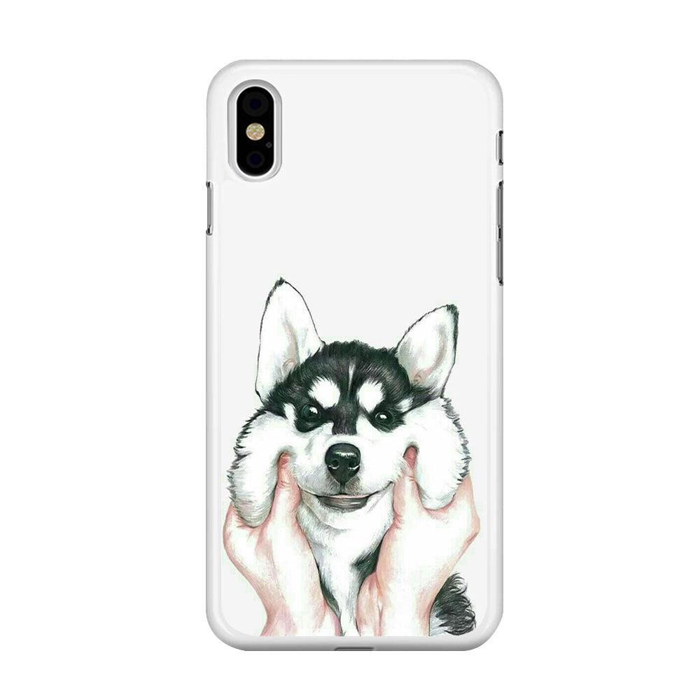 Cute Face Dog 001 iPhone Xs Max Case-Rubber / White (2D Case)-Xtracase