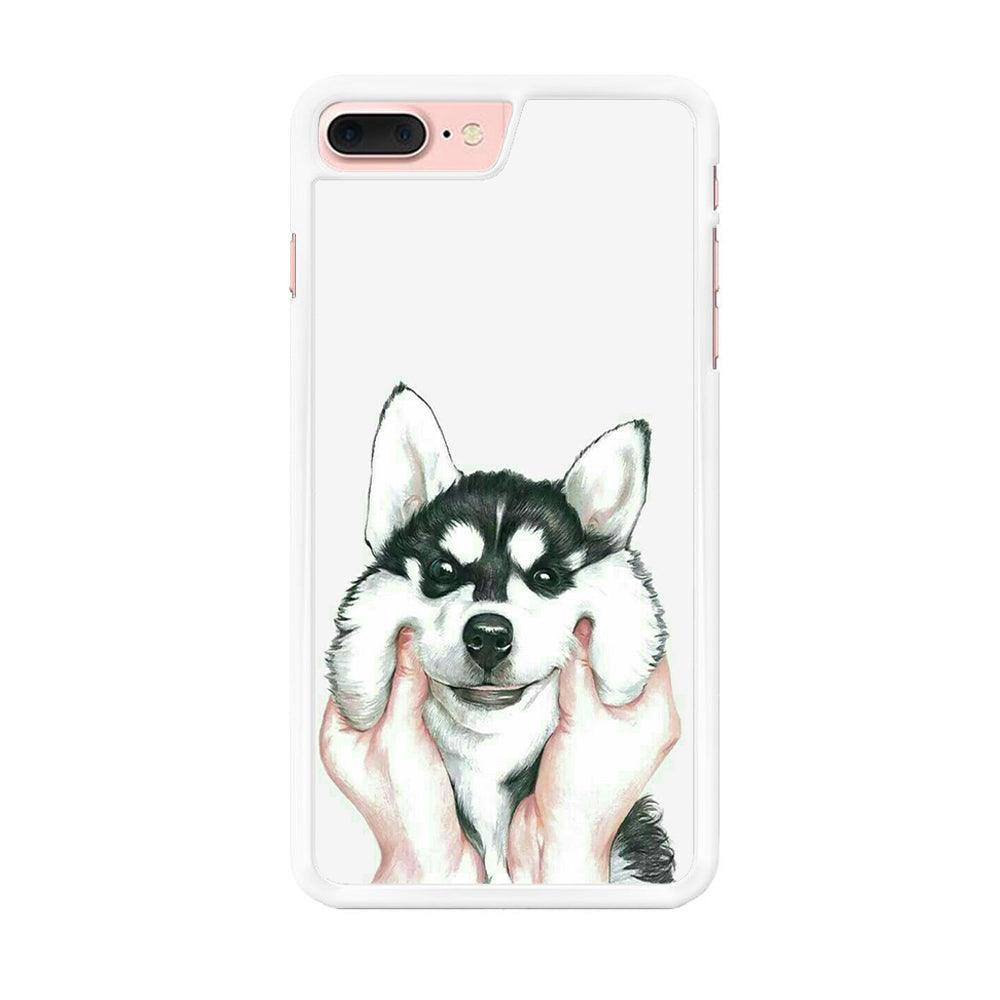 Cute Face Dog 001 iPhone 7 Plus Case-Rubber / White (2D Case)-Xtracase