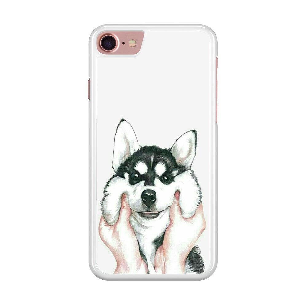 Cute Face Dog 001 iPhone 7 Case-Rubber / White (2D Case)-Xtracase