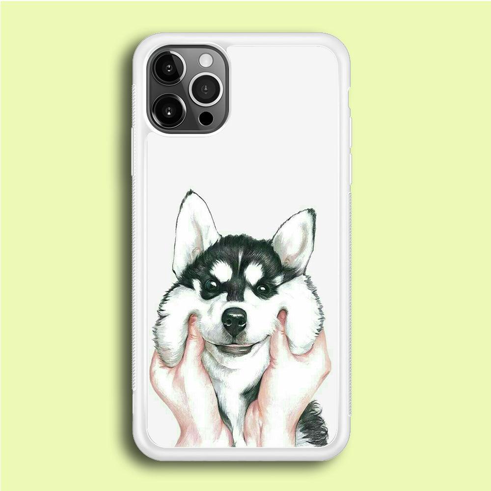 Cute Face Dog 001 iPhone 12 Pro Case-Rubber / White (2D Case)-Xtracase