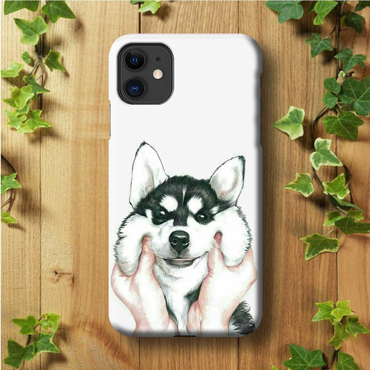 Cute Face Dog 001 iPhone 11 Case-Plastic / Full Wrap (3D Case)-Xtracase