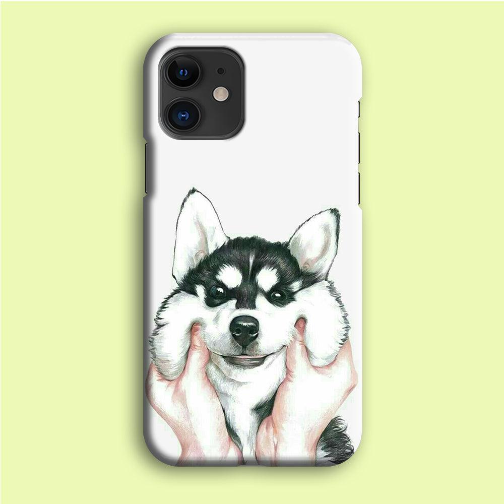 Cute Face Dog 001 iPhone 12 Case-Plastic / Full Wrap (3D Case)-Xtracase