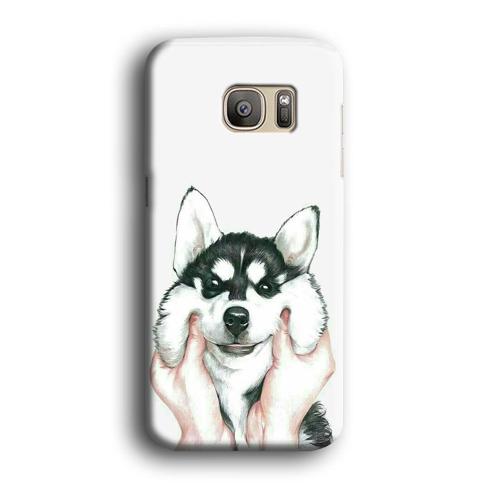 Cute Face Dog 001 Samsung Galaxy S7 Edge Case-Plastic / Full Wrap (3D Case)-Xtracase
