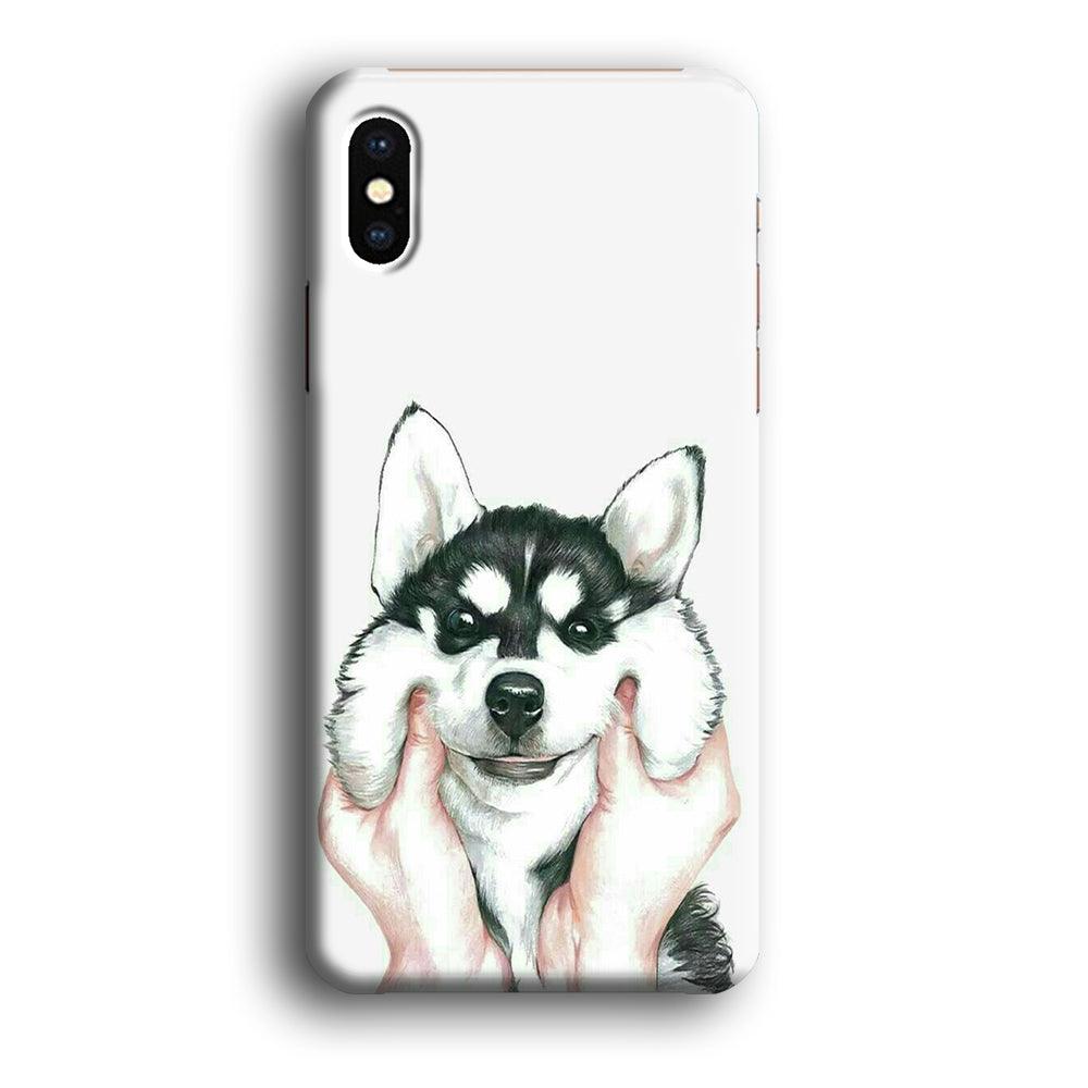 Cute Face Dog 001 iPhone Xs Max Case-Plastic / Full Wrap (3D Case)-Xtracase