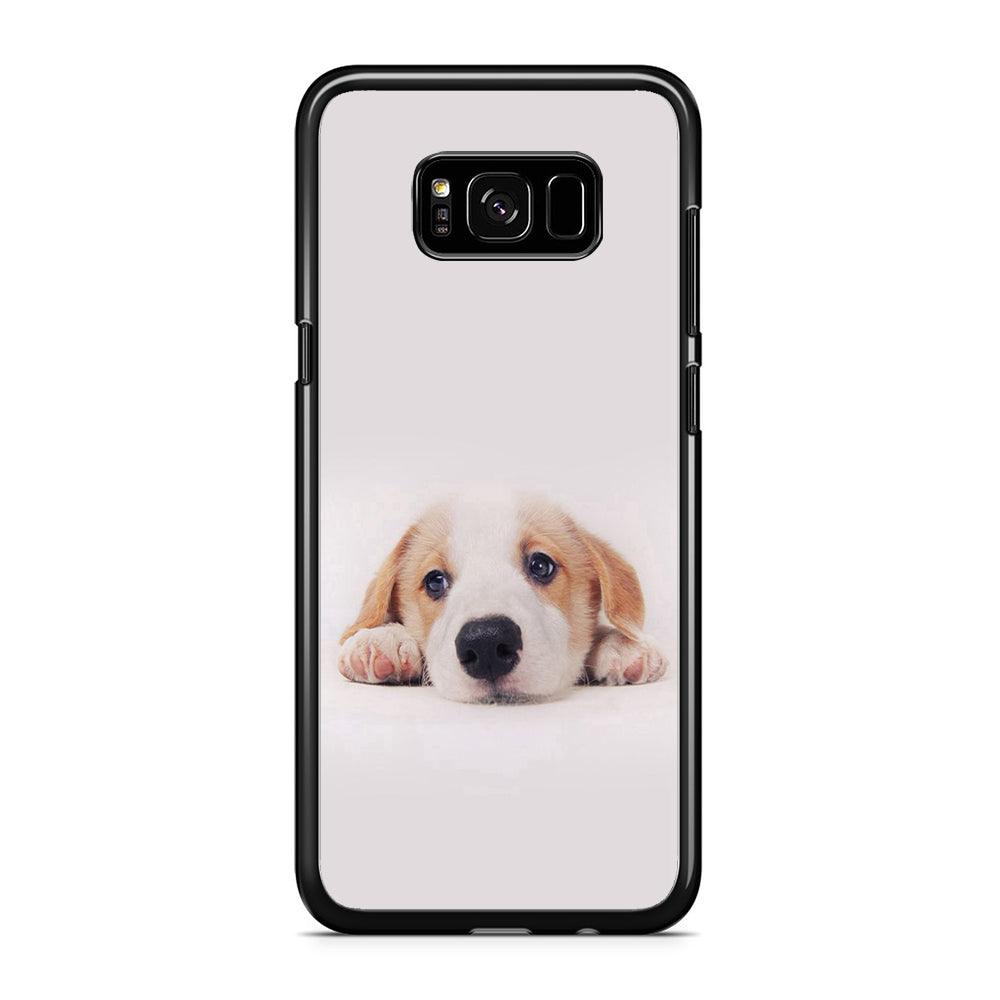 Cute Face Dog 002 Samsung Galaxy S8 Case-Rubber / Black (2D Case)-Xtracase
