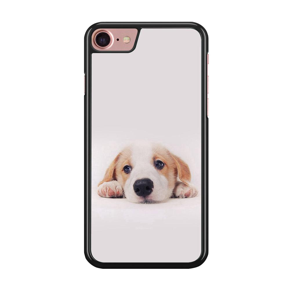 Cute Face Dog 002 iPhone 7 Case-Rubber / Black (2D Case)-Xtracase