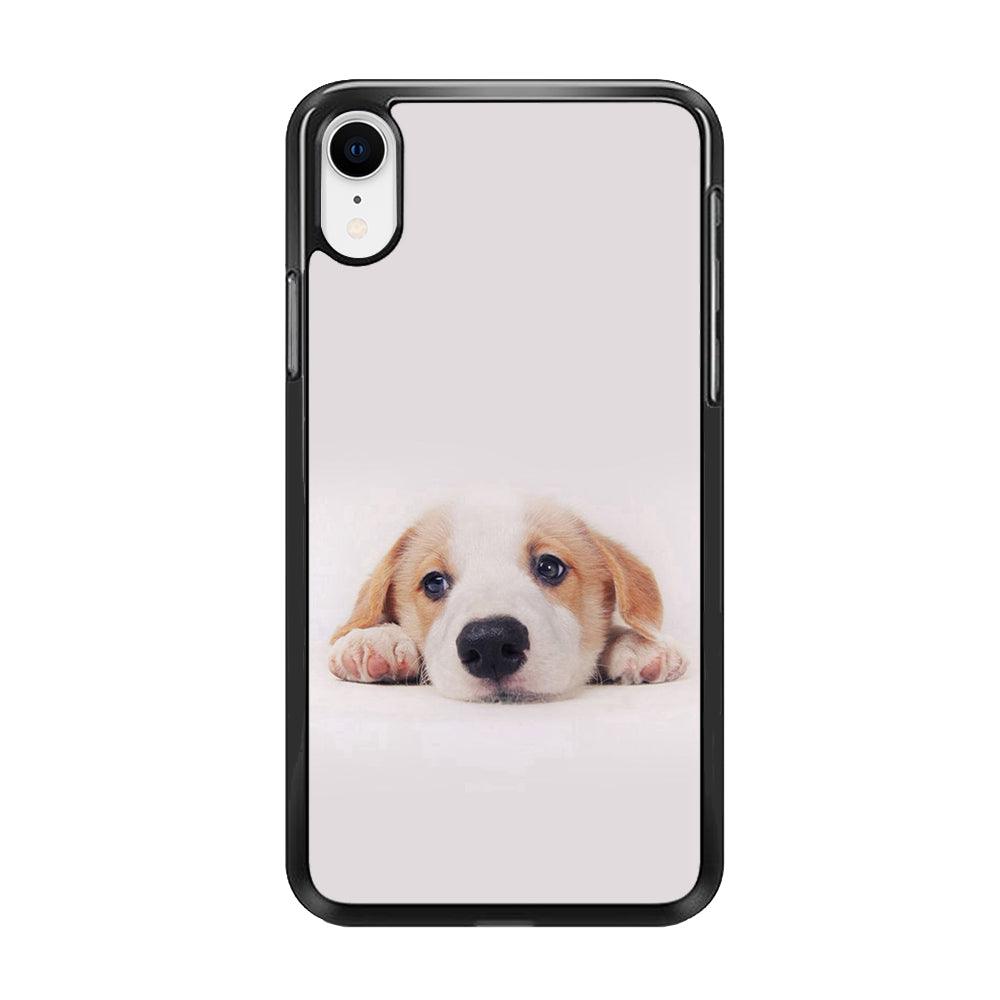 Cute Face Dog 002 iPhone XR Case-Rubber / Black (2D Case)-Xtracase