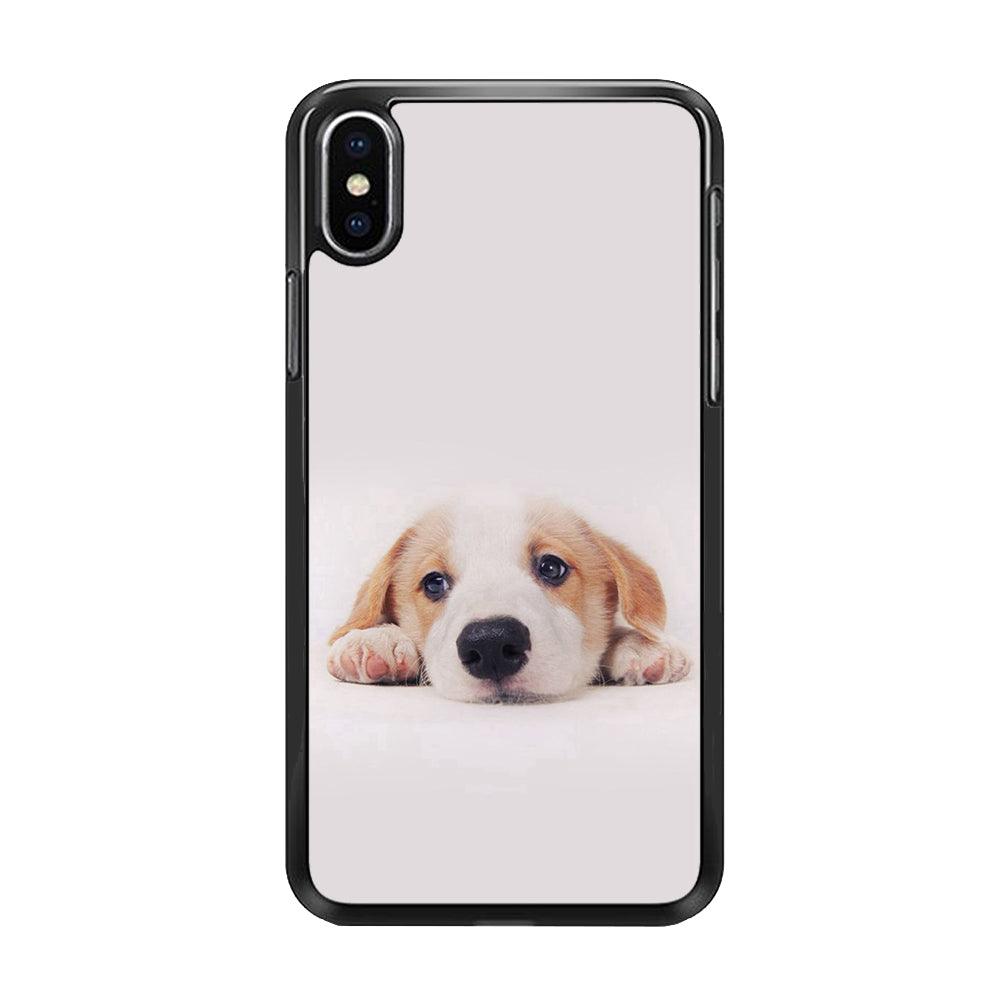 Cute Face Dog 002 iPhone Xs Max Case-Rubber / Black (2D Case)-Xtracase