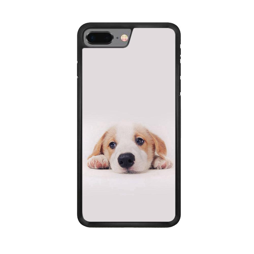 Cute Face Dog 002 iPhone 7 Plus Case-Rubber / Black (2D Case)-Xtracase